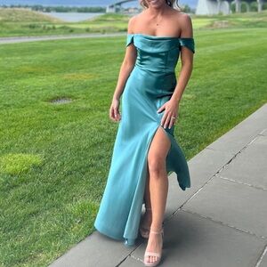 Birdy Grey Mia Convertible Dress in Seaglass Satin